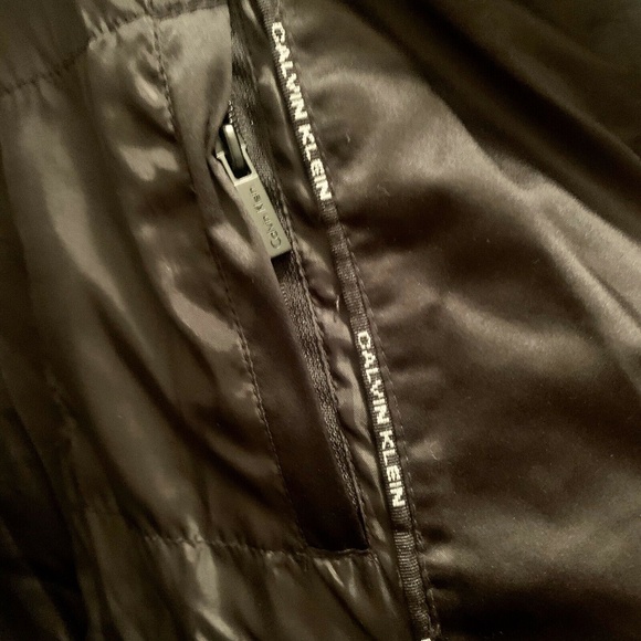 Calvin Klein Long Black Puffer Grey Faux Fur Duck Down Feather Jacket Coat 1X - Picture 4 of 8